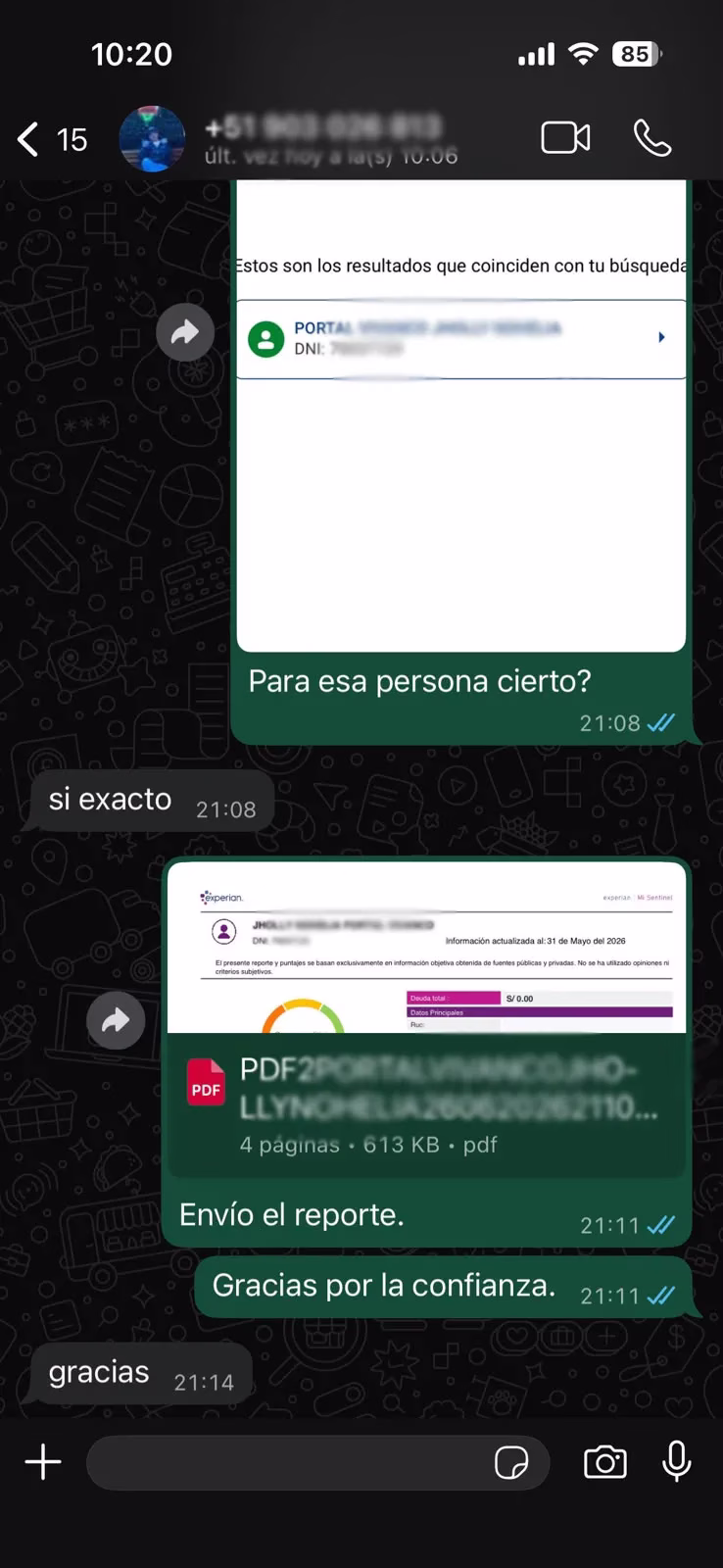 reporte de deudas sentinel a 10 soles